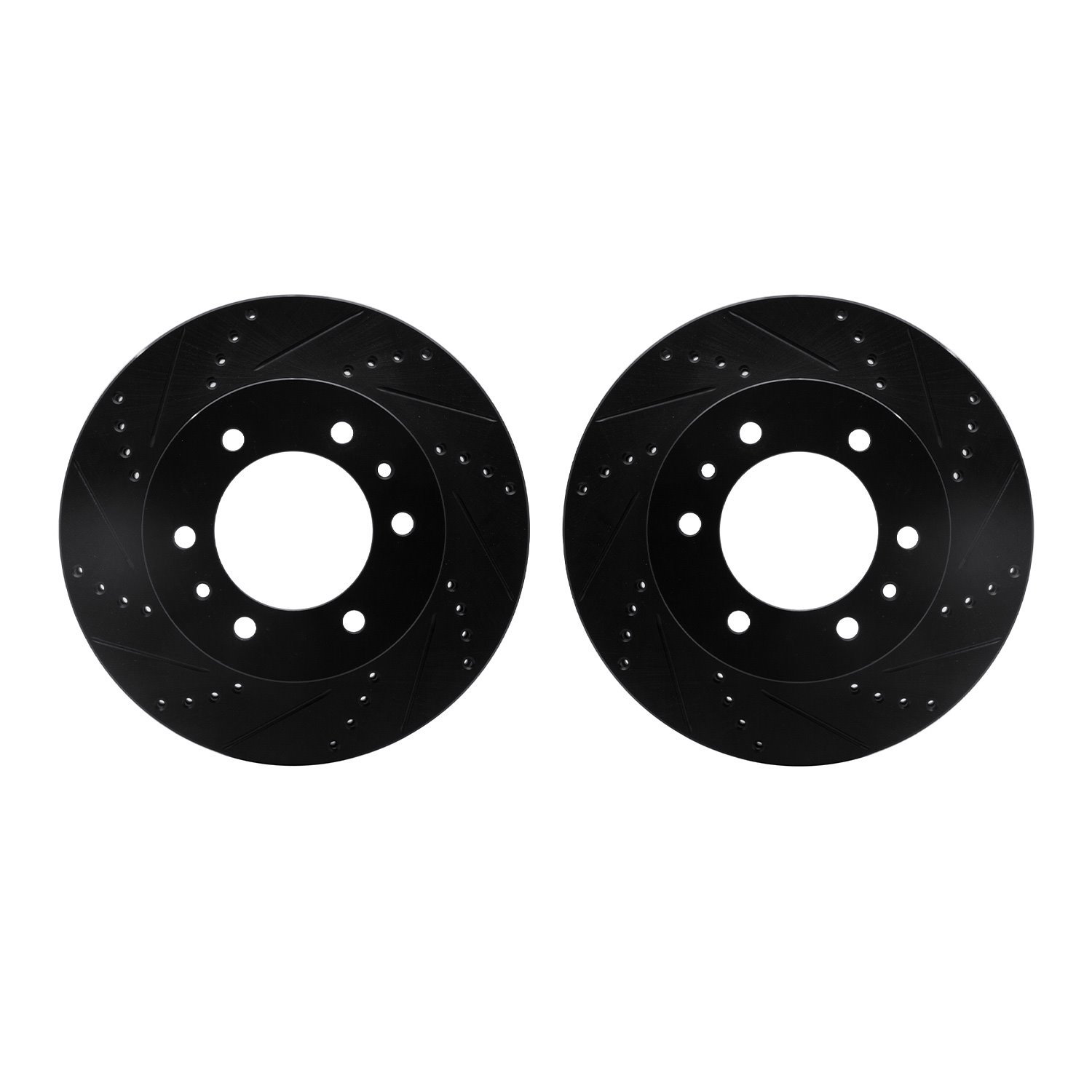 8002-93000 Drilled/Slotted Brake Rotors [Black], 2006-2010 GM, Position: Front