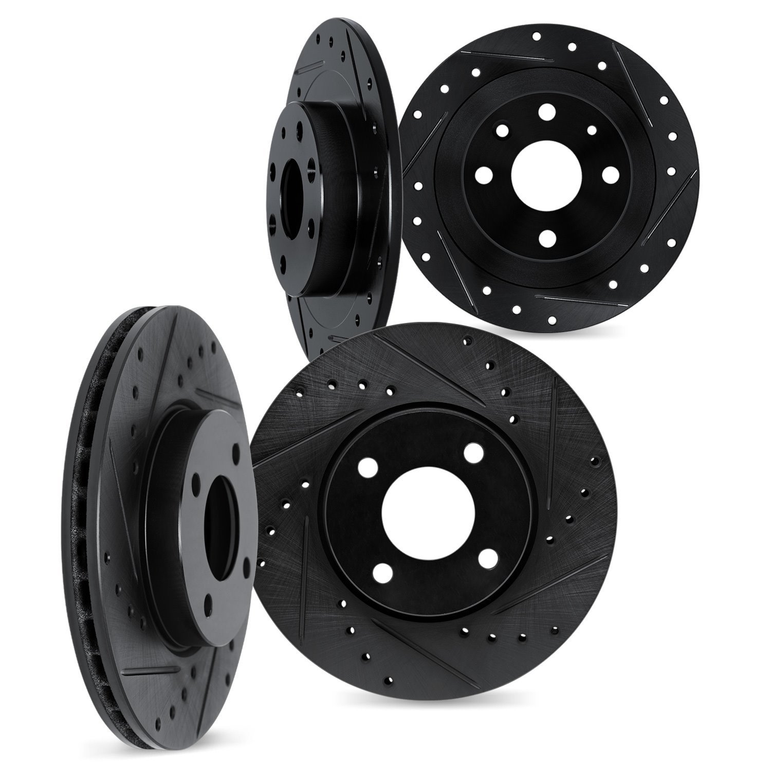 8004-01001 Drilled/Slotted Brake Rotors [Black], 2006-2009 GM, Position: Front and Rear