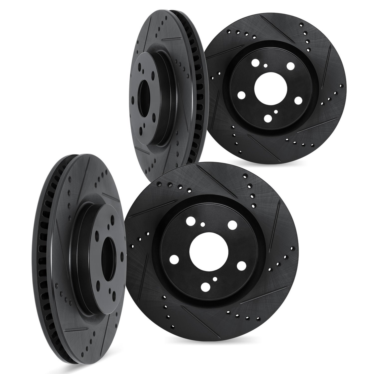 8004-01009 Drilled/Slotted Brake Rotors [Black], 2009-2017 Suzuki, Position: Front and Rear