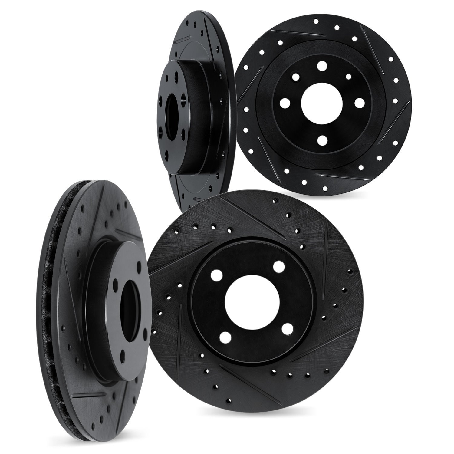 8004-01012 Drilled/Slotted Brake Rotors [Black], 1989-1994 Suzuki, Position: Front and Rear