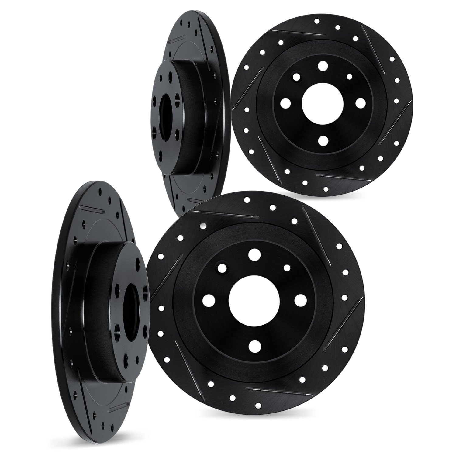 8004-07010 Drilled/Slotted Brake Rotors [Black], 1966-1988 Multiple Makes/Models, Position: Front and Rear