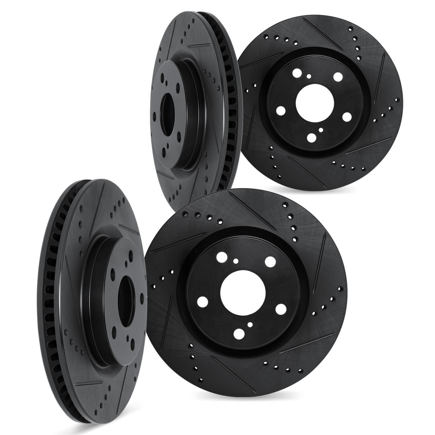 8004-11027 Drilled/Slotted Brake Rotors [Black], 2010-2013 Land Rover, Position: Front and Rear