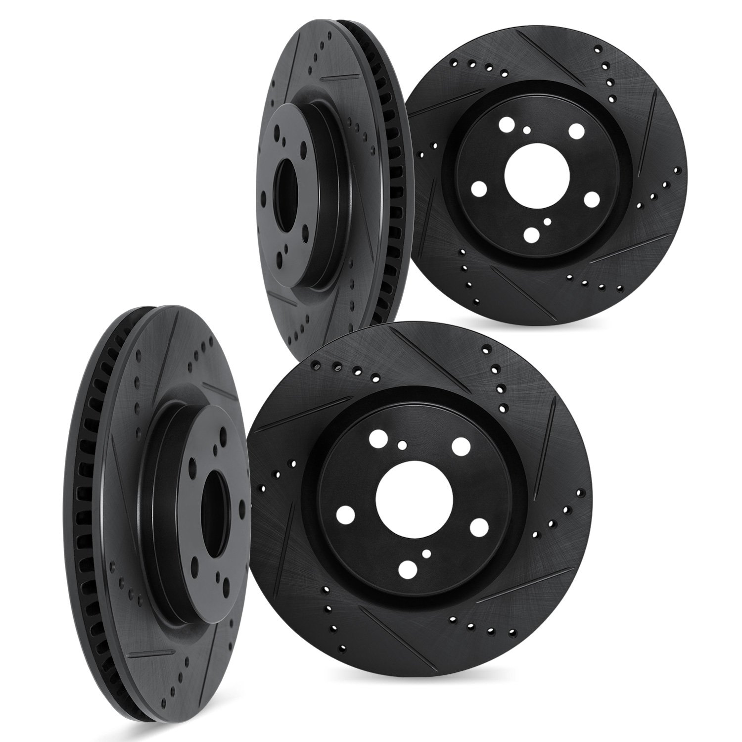 8004-13036 Drilled/Slotted Brake Rotors [Black], 2005-2007 Subaru, Position: Front and Rear