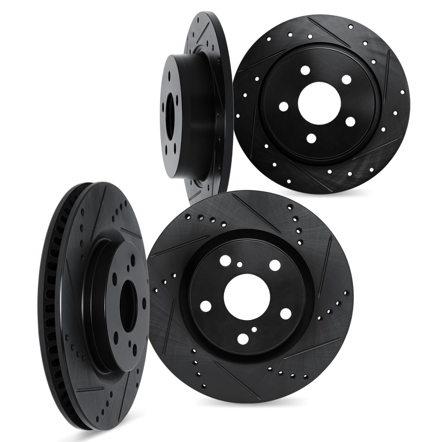 8004-20013 Drilled/Slotted Brake Rotors [Black], 1986-1989 Jaguar, Position: Front and Rear