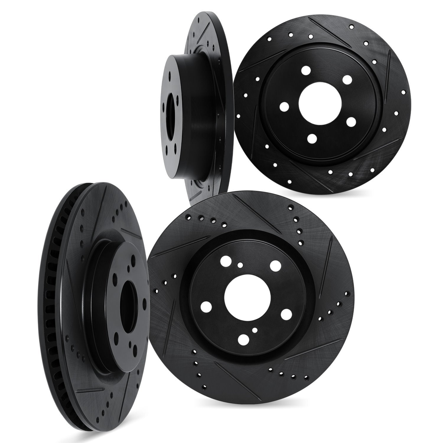 8004-27013 Drilled/Slotted Brake Rotors [Black], 1988-1990 Volvo, Position: Front and Rear