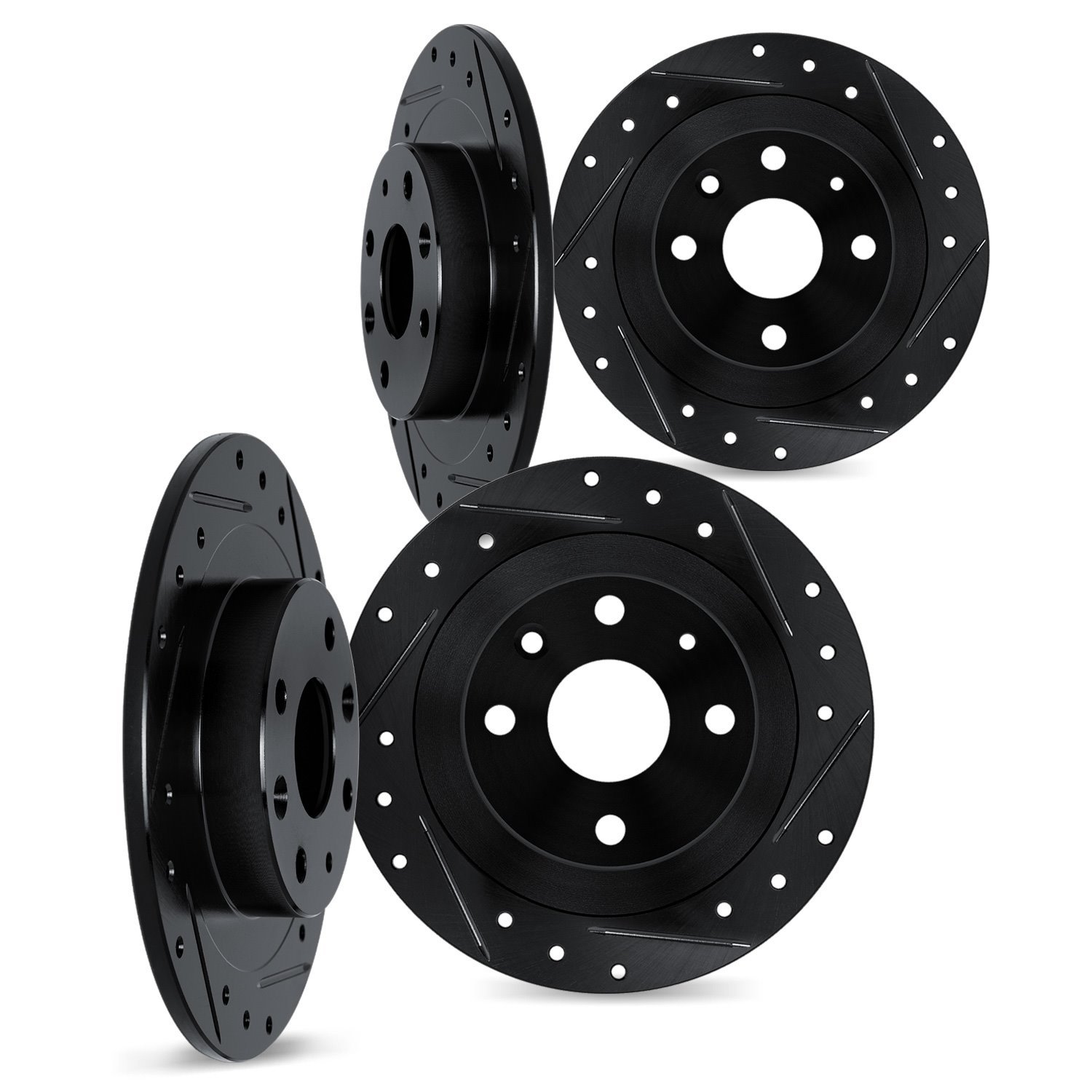 8004-40080 Drilled/Slotted Brake Rotors [Black], 1978-1983 Mopar, Position: Front and Rear