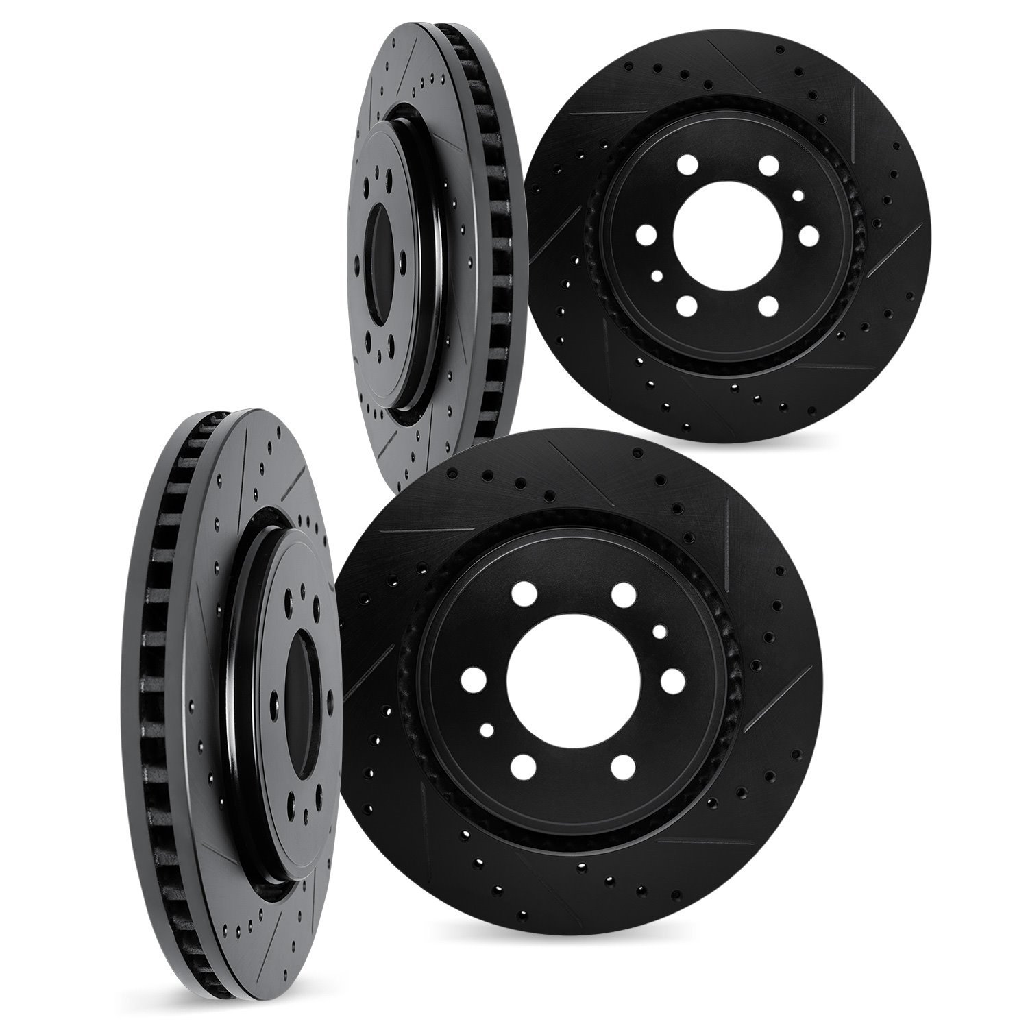 8004-40112 Drilled/Slotted Brake Rotors [Black], 2003-2003 Mopar, Position: Front and Rear