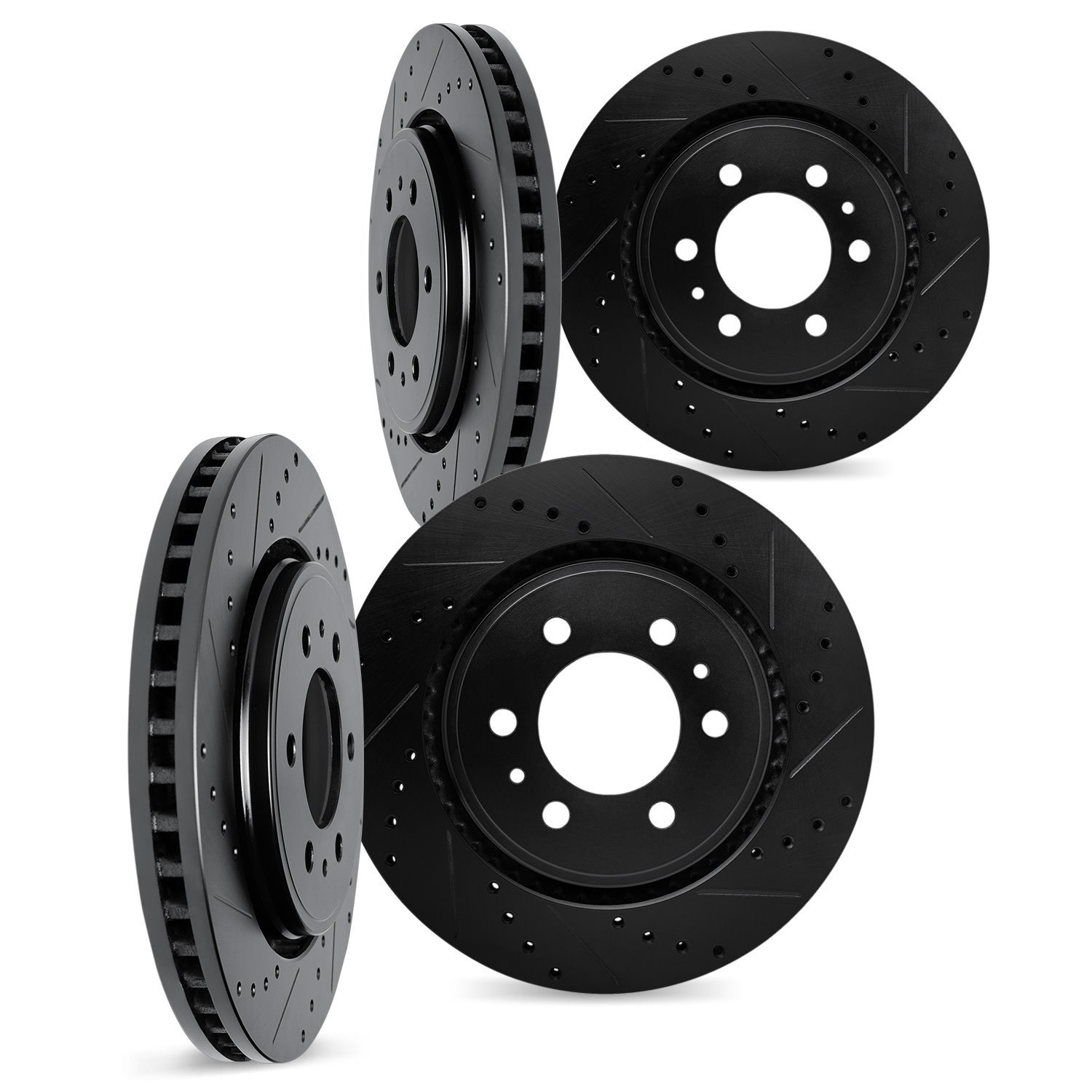 8004-40129 Drilled/Slotted Brake Rotors [Black], Fits Select Mopar, Position: Front and Rear
