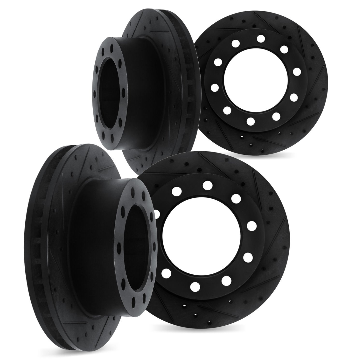 8004-40177 Drilled/Slotted Brake Rotors [Black], 2005-2016 Ford/Lincoln/Mercury/Mazda, Position: Front and Rear
