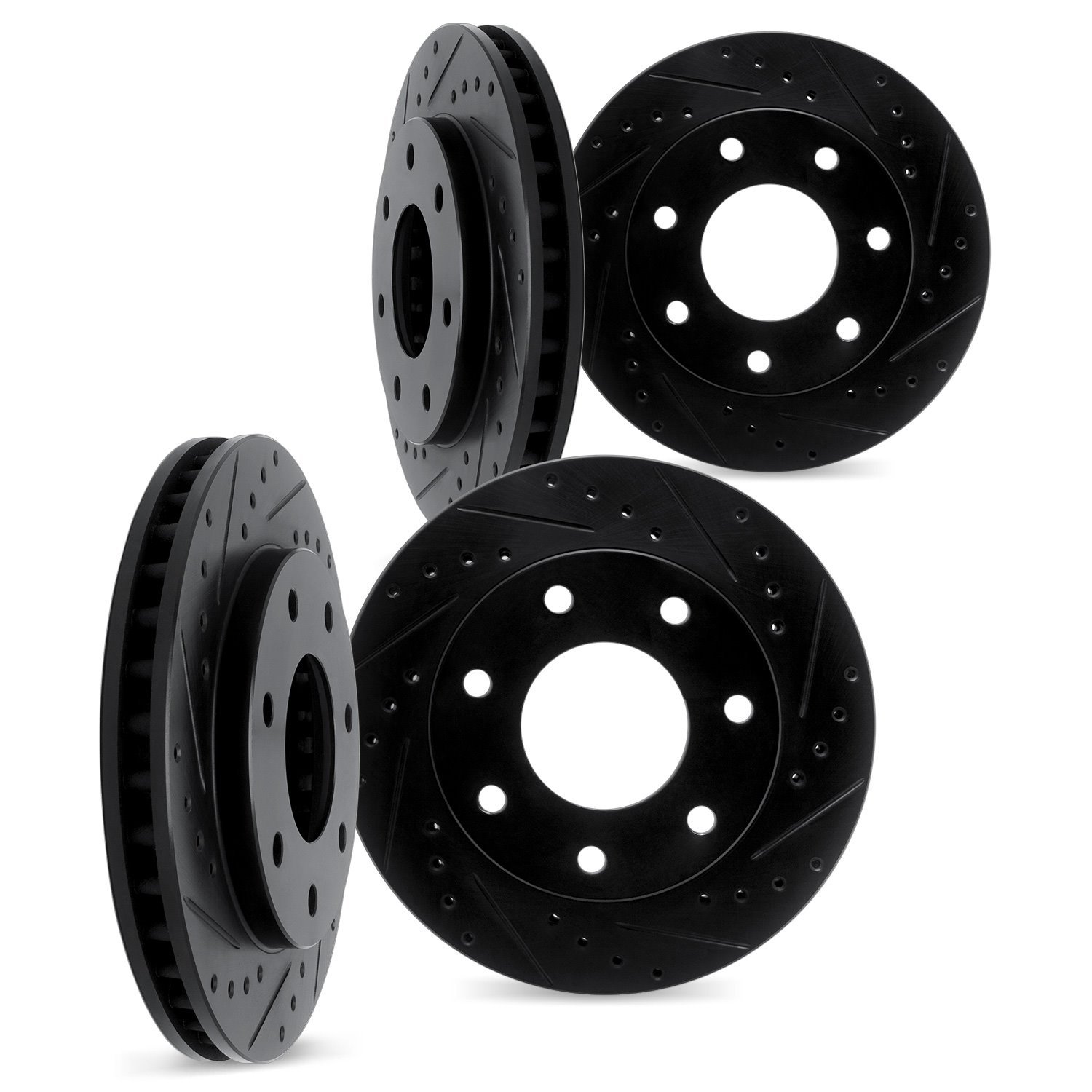 8004-54152 Drilled/Slotted Brake Rotors [Black], 2009-2009 Ford/Lincoln/Mercury/Mazda, Position: Front and Rear