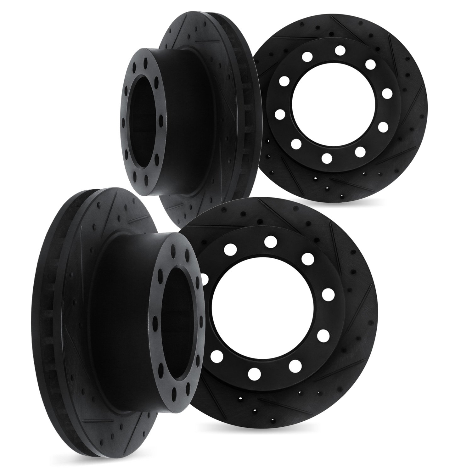 8004-54224 Drilled/Slotted Brake Rotors [Black], 1999-2001 Ford/Lincoln/Mercury/Mazda, Position: Front and Rear