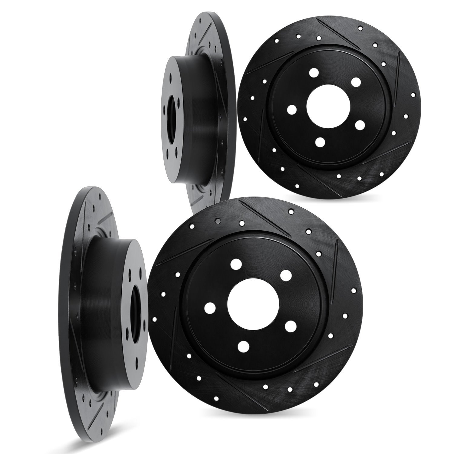 8004-63008 Drilled/Slotted Brake Rotors [Black], 1973-1985 Mercedes-Benz, Position: Front and Rear