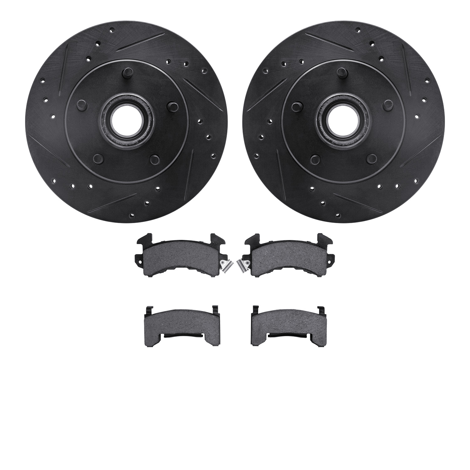 Drilled/Slotted Rotors w/Heavy-Duty Brake Pads Kit [Silver],