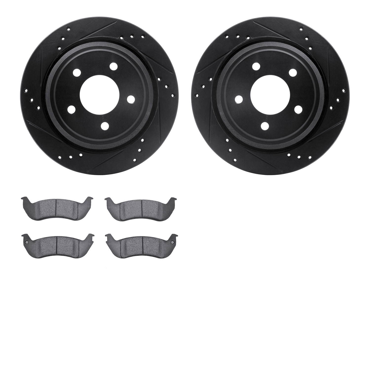 Drilled/Slotted Rotors w/Heavy-Duty Brake Pads Kit [Silver],