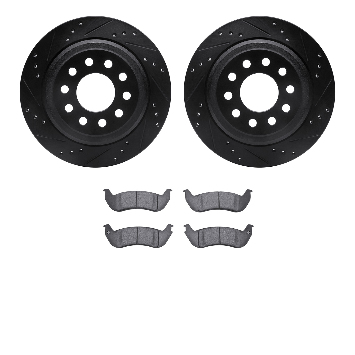 Drilled/Slotted Rotors w/Heavy-Duty Brake Pads Kit [Silver],