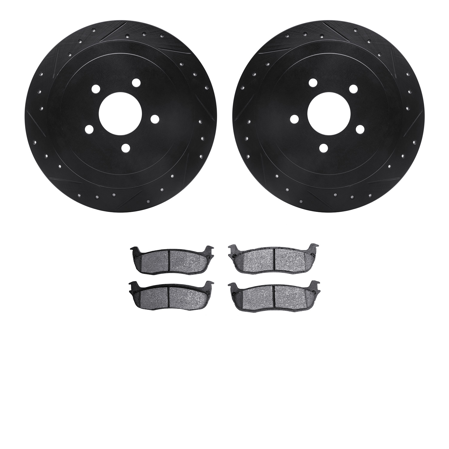 Drilled/Slotted Rotors w/Heavy-Duty Brake Pads Kit [Silver],