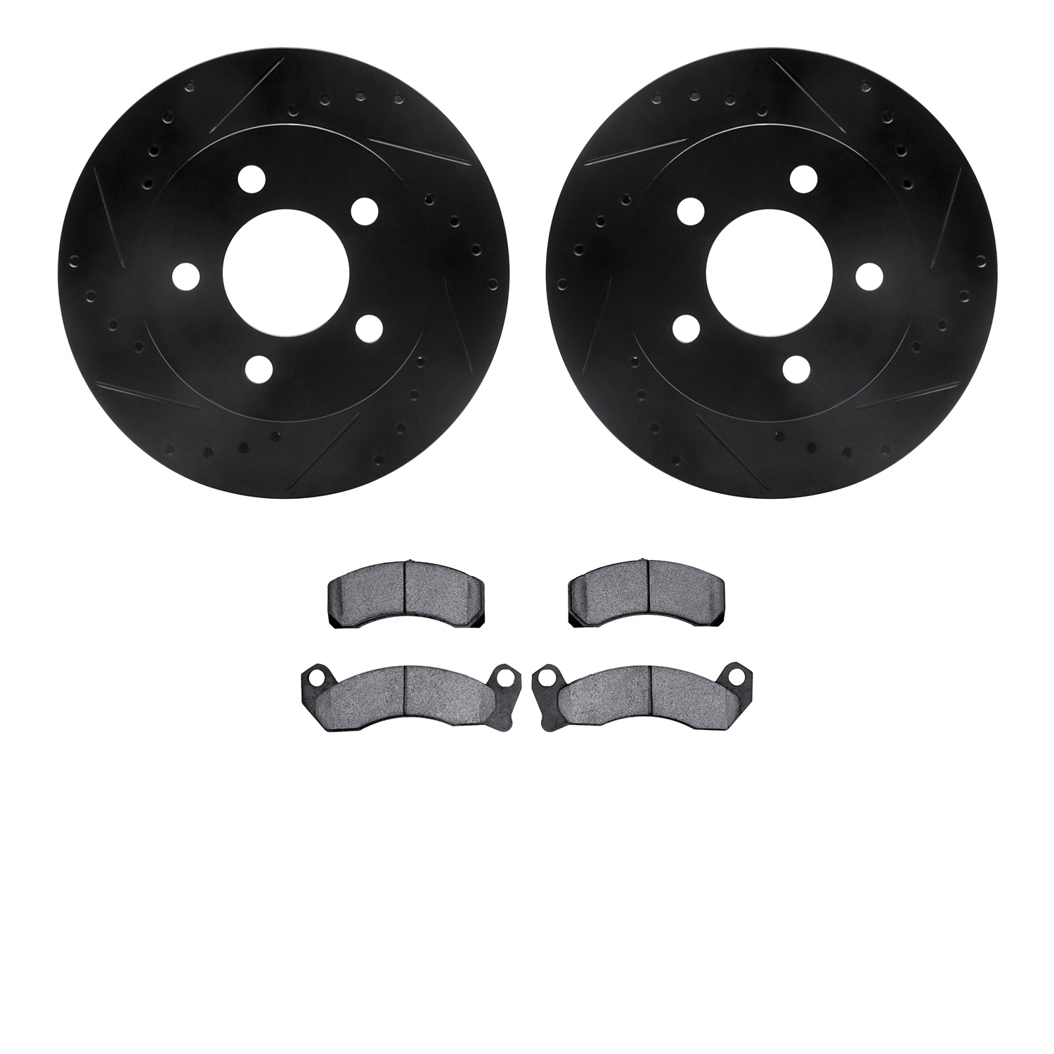 Drilled/Slotted Rotors w/Heavy-Duty Brake Pads Kit [Silver],