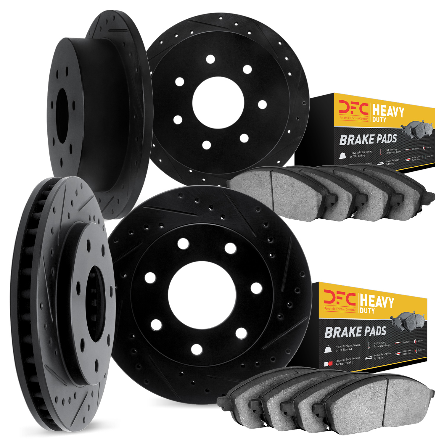 Drilled/Slotted Rotors w/Heavy-Duty Brake Pads Kit [Silver],