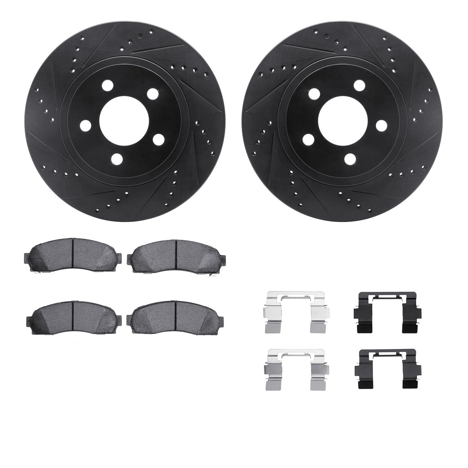 Drilled/Slotted Rotors w/Heavy-Duty Brake Pads Kit & Hardware