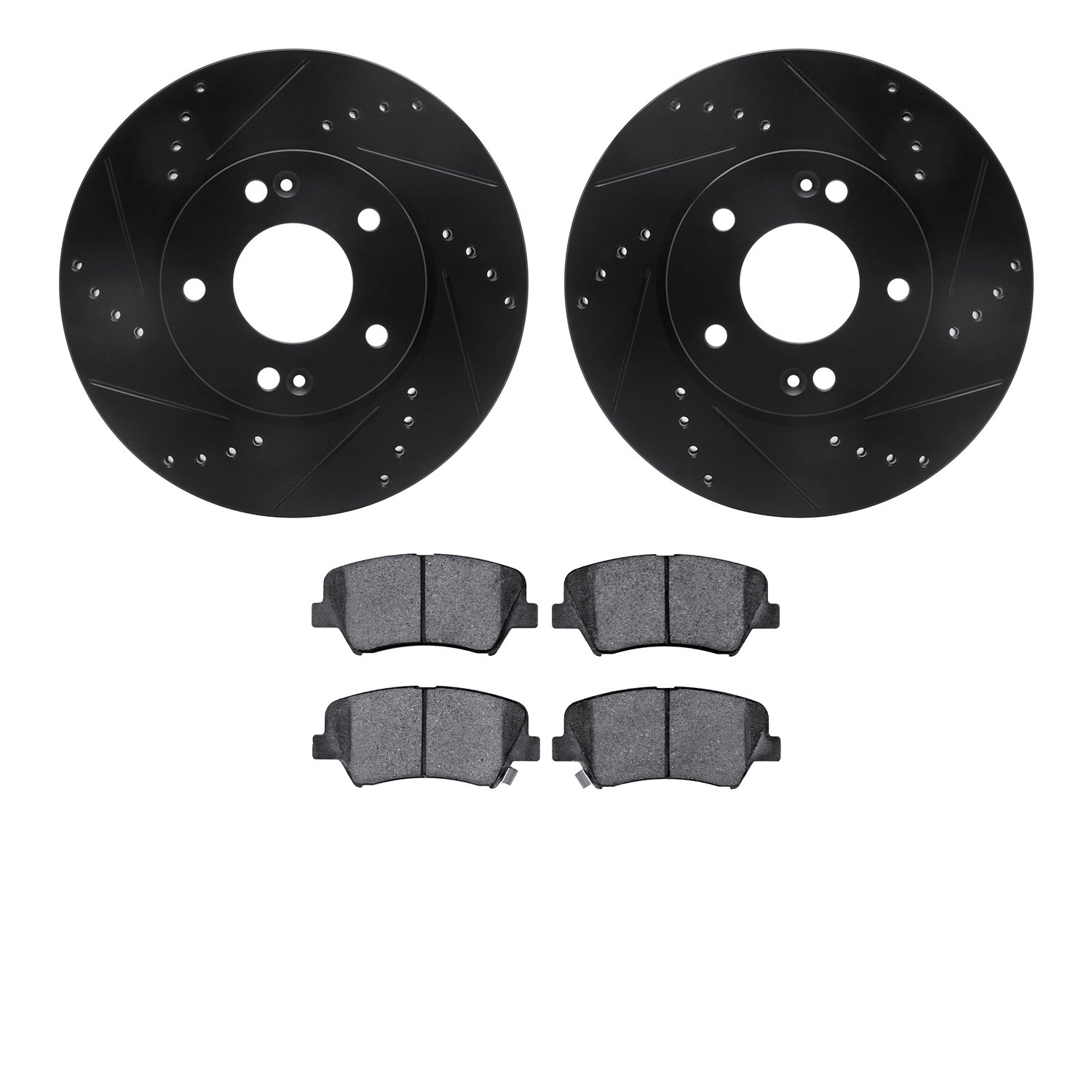 8302-03066 Drilled/Slotted Brake Rotors with 3000-Series Ceramic Brake Pads Kit [Black], 2011-2016 Kia/Hyundai/Genesis, Position