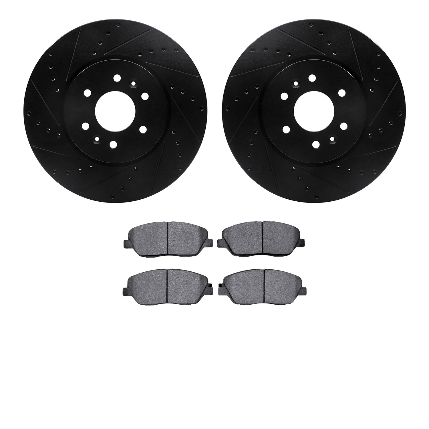 8302-21029 Drilled/Slotted Brake Rotors with 3000-Series Ceramic Brake Pads Kit [Black], 2009-2010 Kia/Hyundai/Genesis, Position