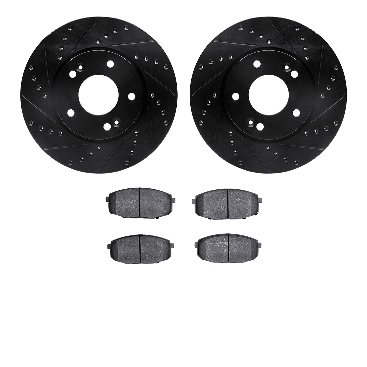 8302-21030 Drilled/Slotted Brake Rotors with 3000-Series Ceramic Brake Pads Kit [Black], 2010-2013 Kia/Hyundai/Genesis, Position