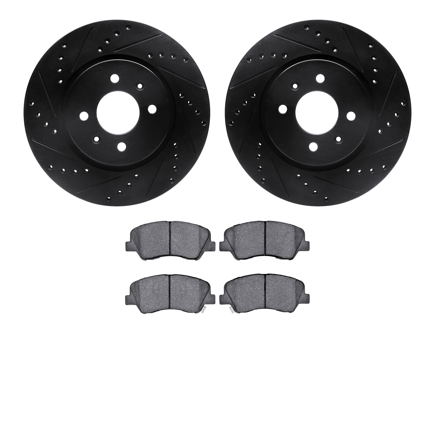 8302-21032 Drilled/Slotted Brake Rotors with 3000-Series Ceramic Brake Pads Kit [Black], 2012-2017 Kia/Hyundai/Genesis, Position