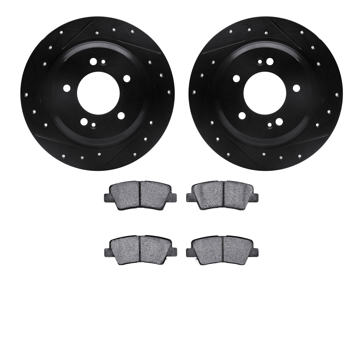 8302-21033 Drilled/Slotted Brake Rotors with 3000-Series Ceramic Brake Pads Kit [Black], Fits Select Kia/Hyundai/Genesis, Positi
