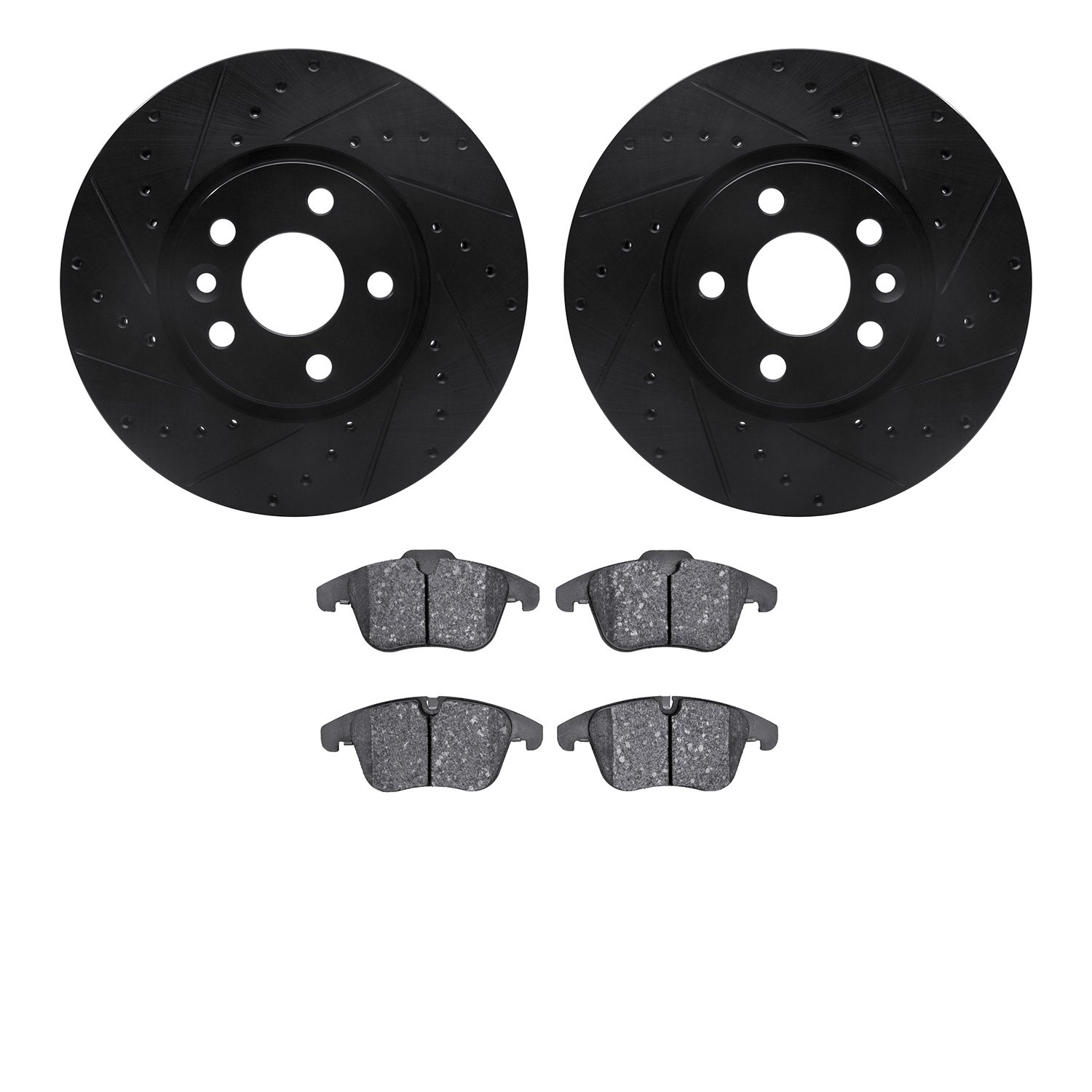 8302-27059 Drilled/Slotted Brake Rotors with 3000-Series Ceramic Brake Pads Kit [Black], 2007-2018 Multiple Makes/Models, Positi