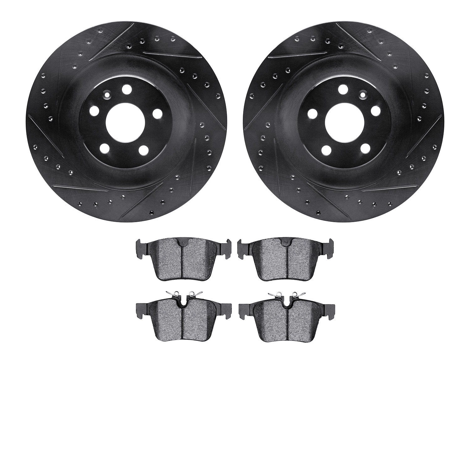 8302-27073 Drilled/Slotted Brake Rotors with 3000-Series Ceramic Brake Pads Kit [Black], Fits Select Multiple Makes/Models, Posi