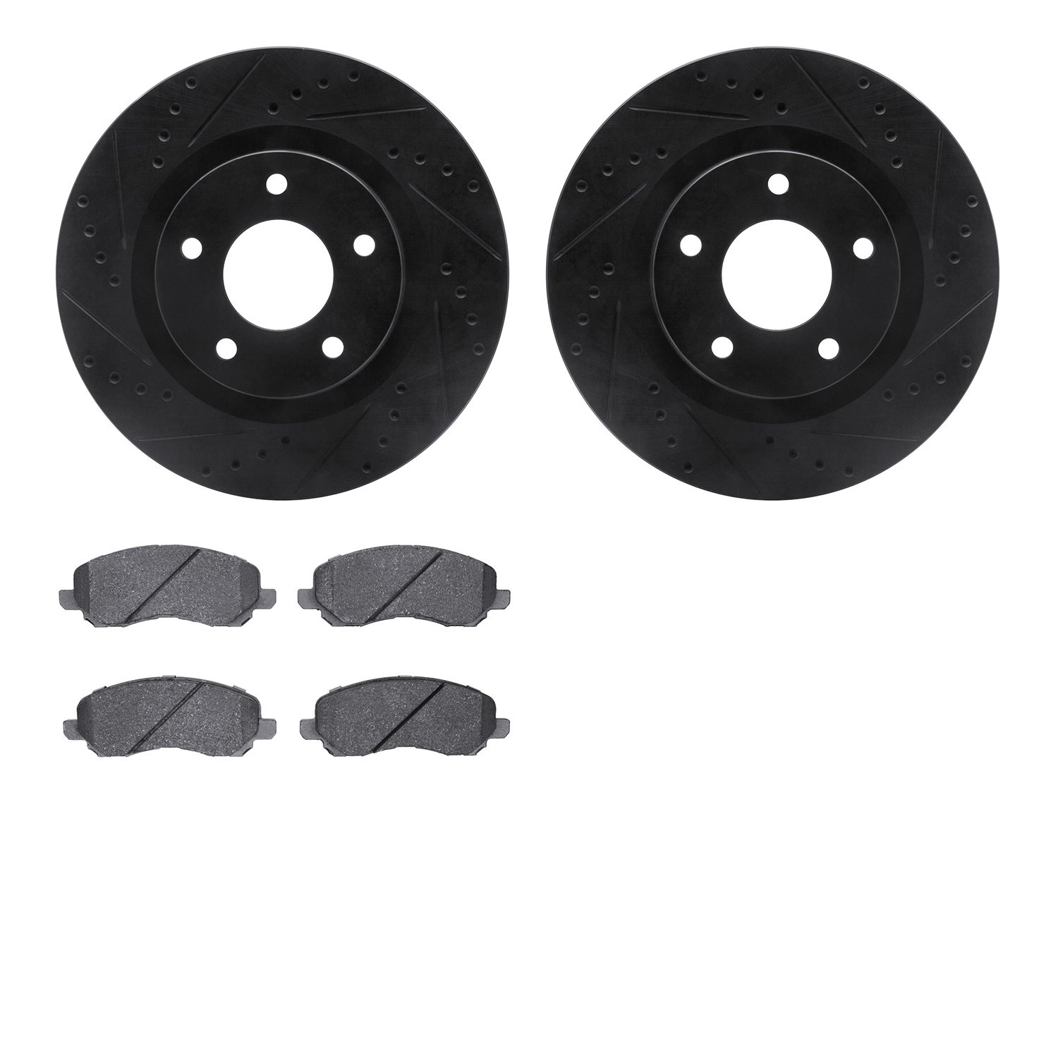 8302-39026 Drilled/Slotted Brake Rotors with 3000-Series Ceramic Brake Pads Kit [Black], Fits Select Multiple Makes/Models, Posi