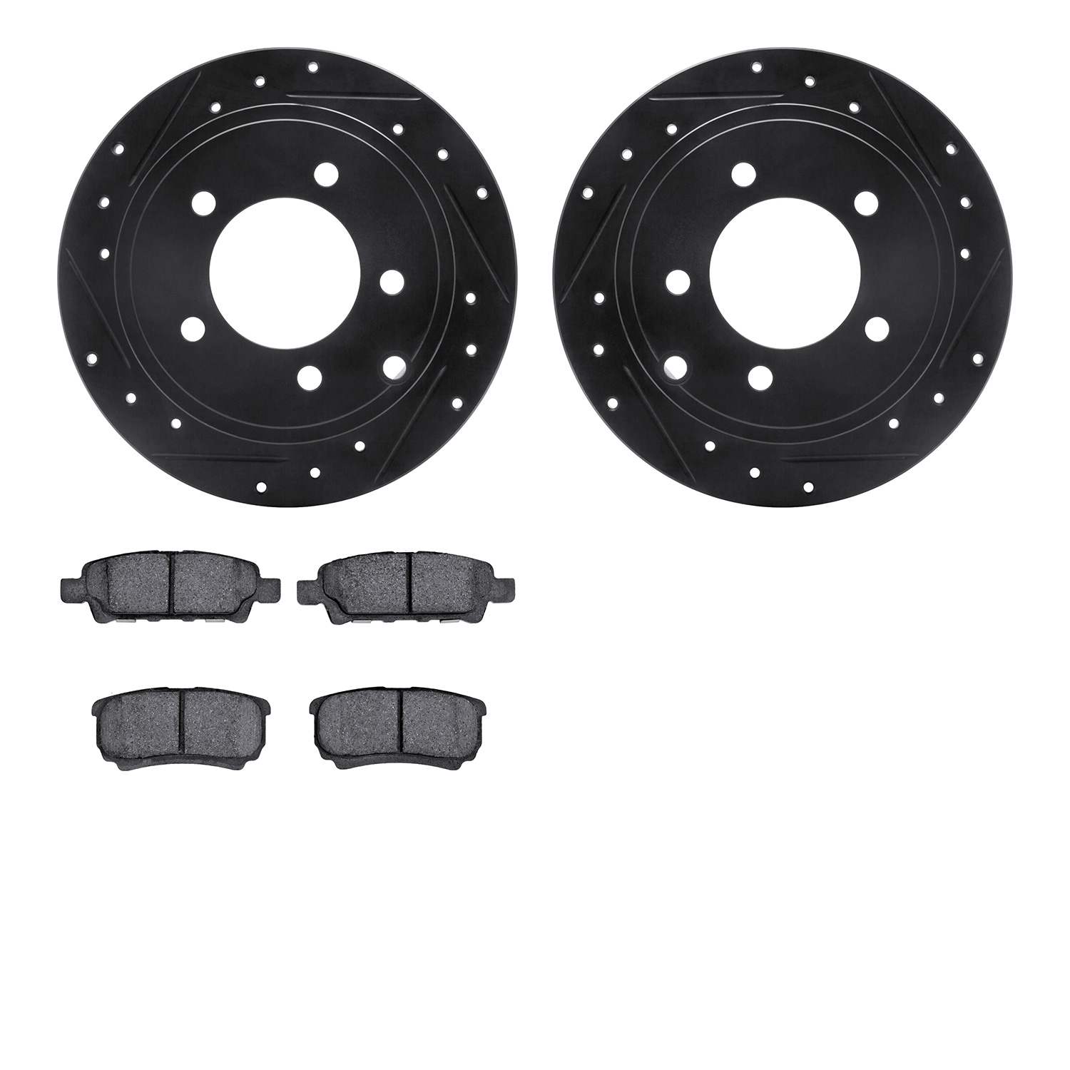 8302-39031 Drilled/Slotted Brake Rotors with 3000-Series Ceramic Brake Pads Kit [Black], 2007-2017 Multiple Makes/Models, Positi