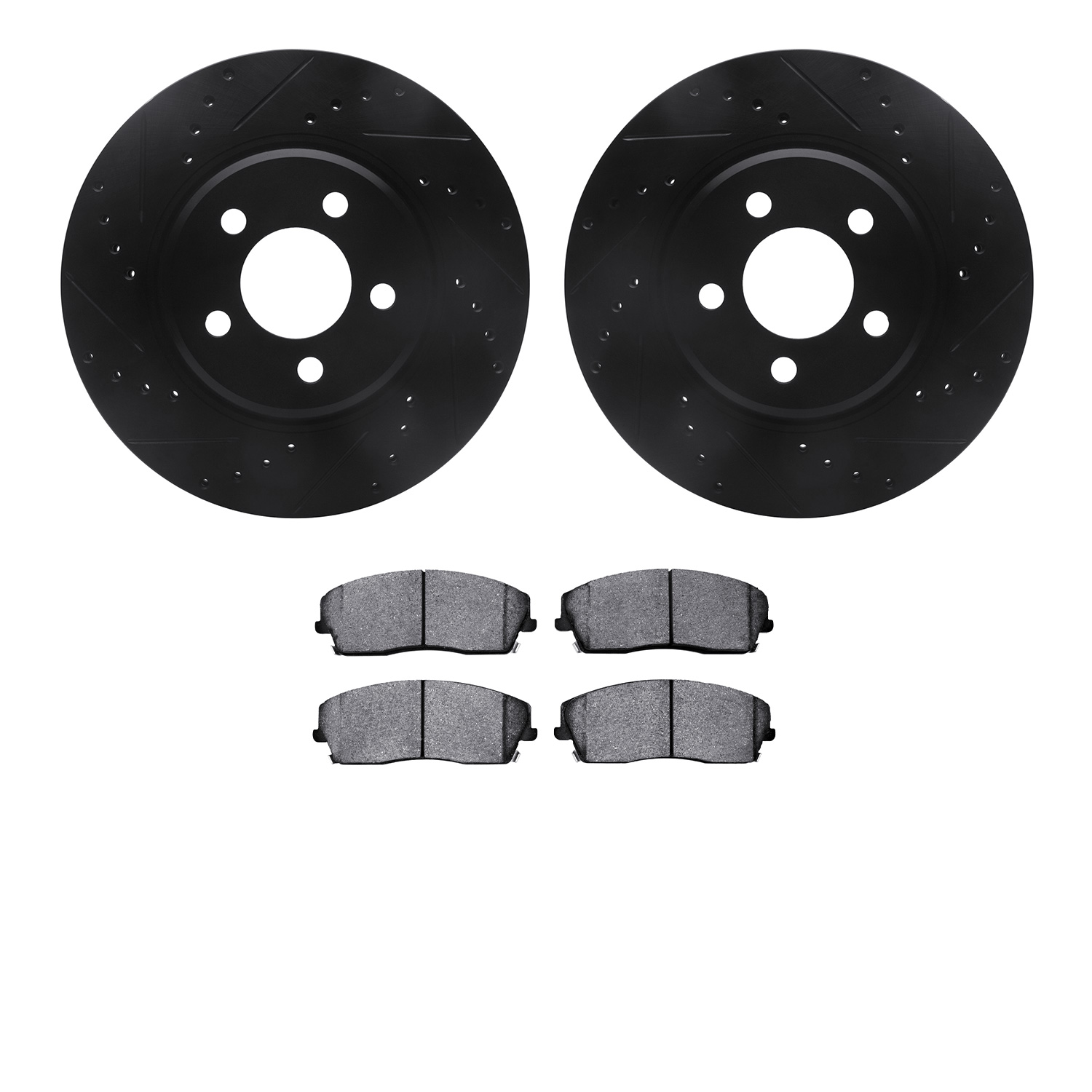 8302-39033 Drilled/Slotted Brake Rotors with 3000-Series Ceramic Brake Pads Kit [Black], Fits Select Mopar, Position: Front