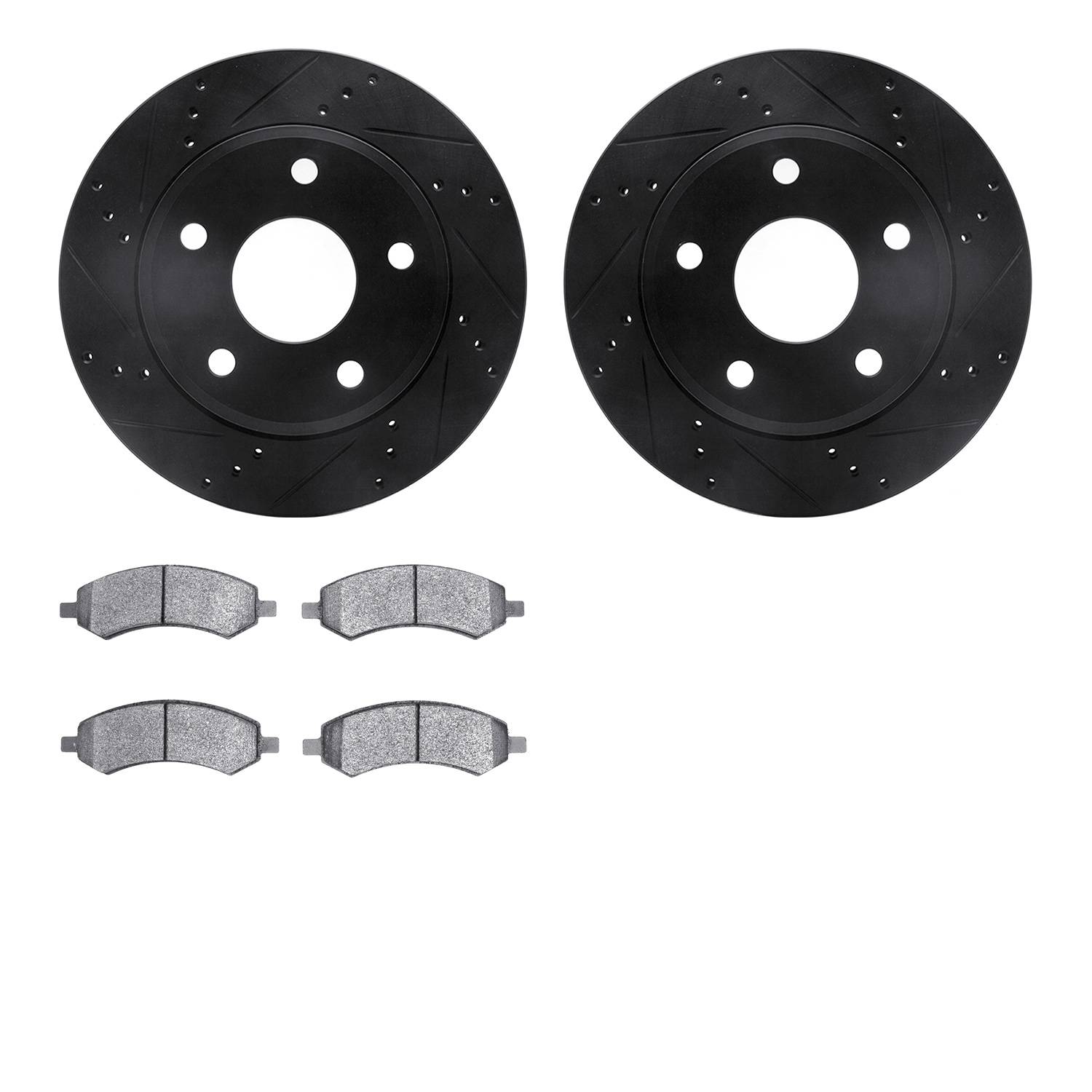 8302-40091 Drilled/Slotted Brake Rotors with 3000-Series Ceramic Brake Pads Kit [Black], 2005-2010 Multiple Makes/Models, Positi