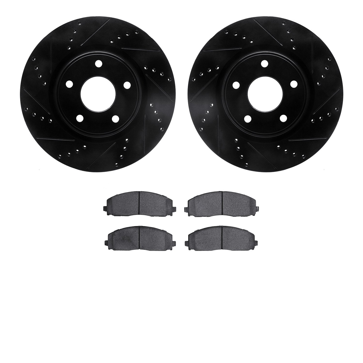 8302-40093 Drilled/Slotted Brake Rotors with 3000-Series Ceramic Brake Pads Kit [Black], Fits Select Multiple Makes/Models, Posi