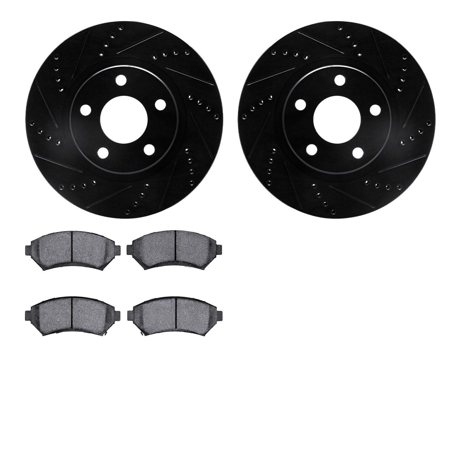 8302-45012 Drilled/Slotted Brake Rotors with 3000-Series Ceramic Brake Pads Kit [Black], 1997-2005 GM, Position: Front