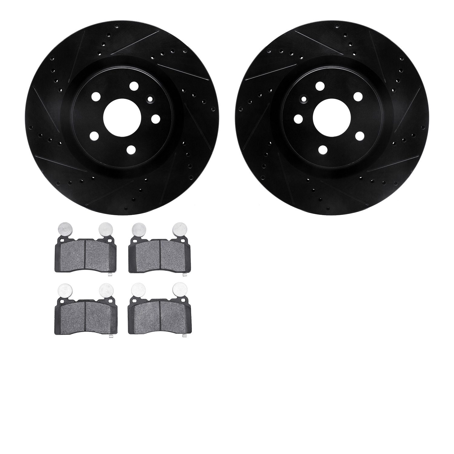 8302-45030 Drilled/Slotted Brake Rotors with 3000-Series Ceramic Brake Pads Kit [Black], 2010-2015 GM, Position: Front