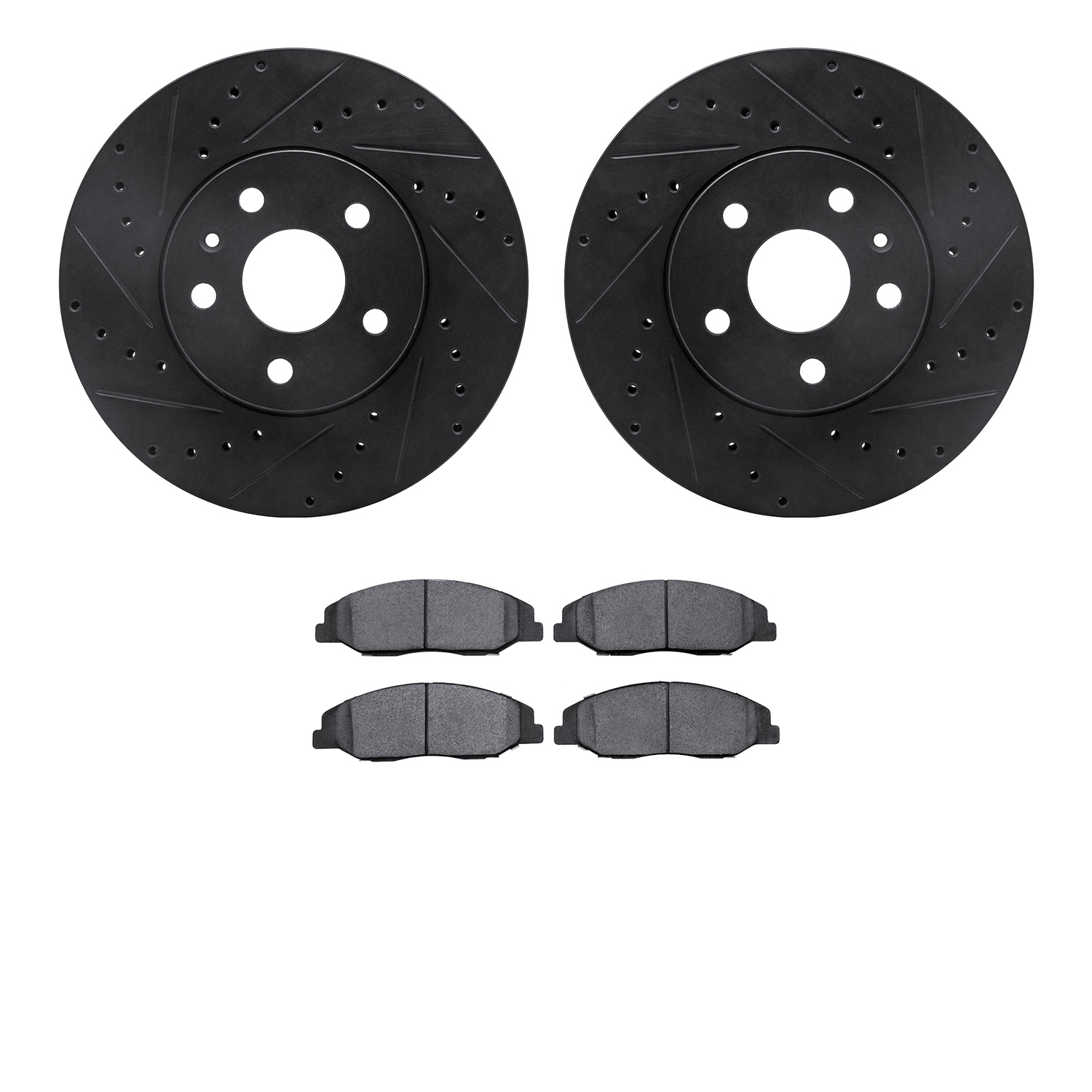 8302-46042 Drilled/Slotted Brake Rotors with 3000-Series Ceramic Brake Pads Kit [Black], 2008-2014 GM, Position: Front