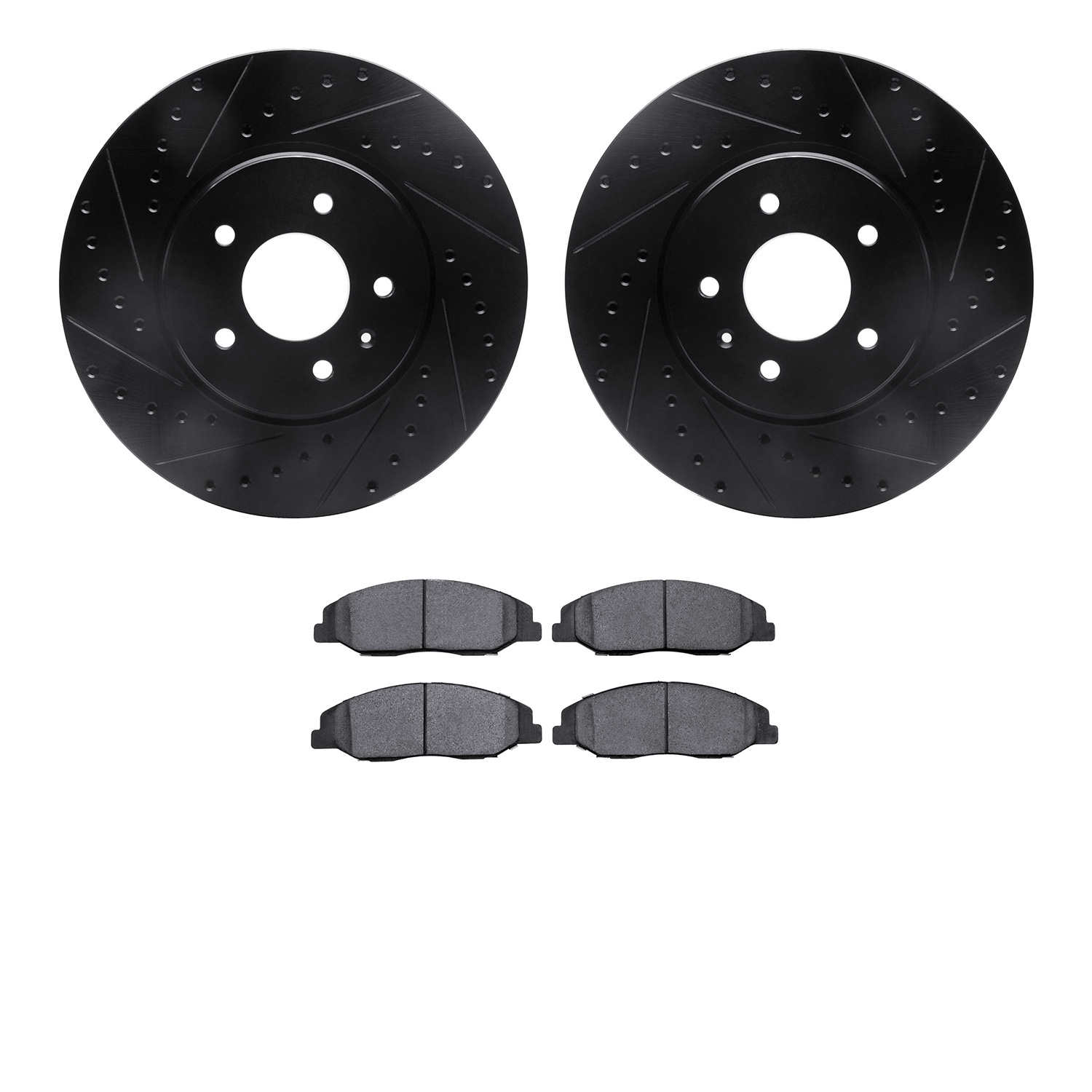 8302-46043 Drilled/Slotted Brake Rotors with 3000-Series Ceramic Brake Pads Kit [Black], 2009-2011 GM, Position: Front