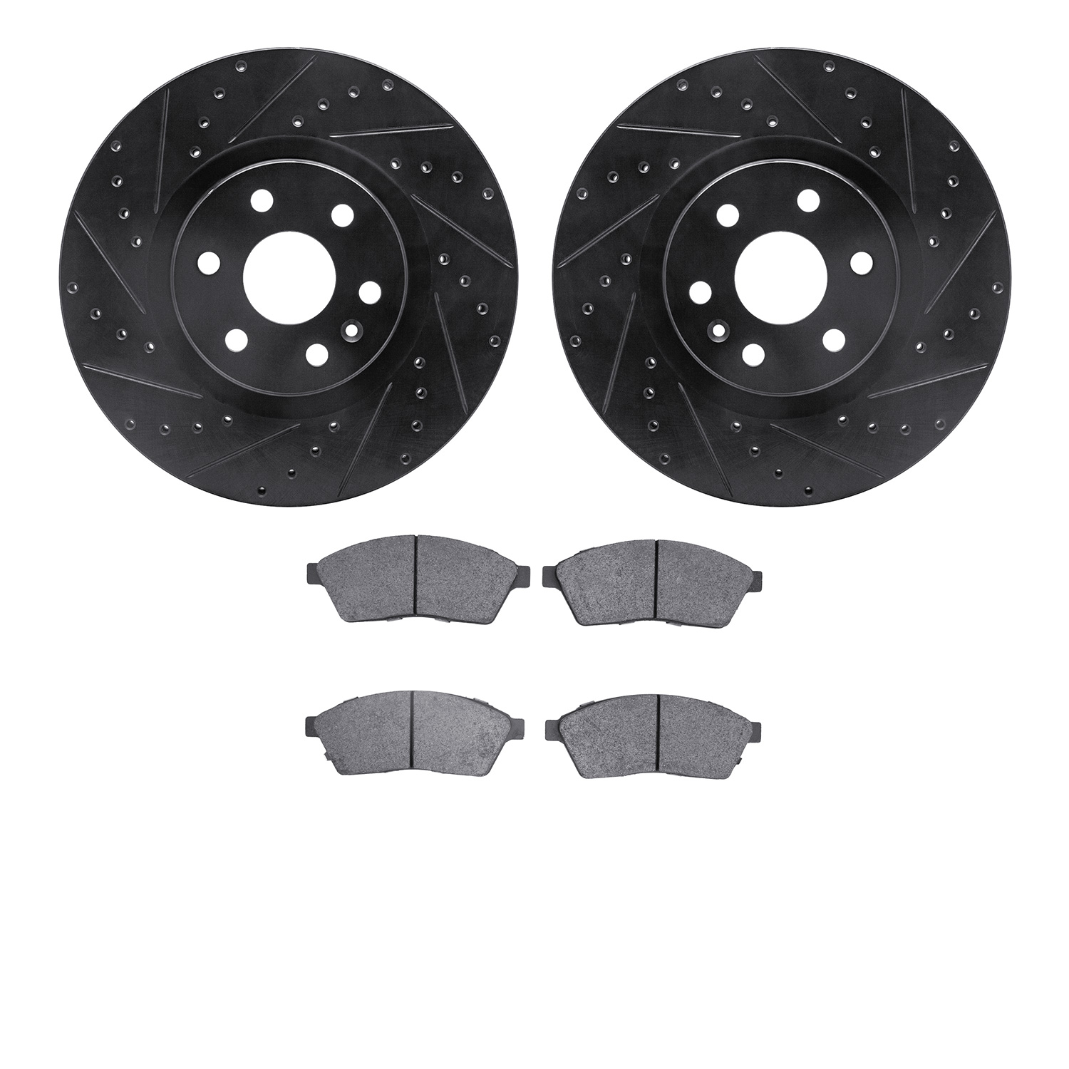8302-46050 Drilled/Slotted Brake Rotors with 3000-Series Ceramic Brake Pads Kit [Black], 2010-2016 GM, Position: Front
