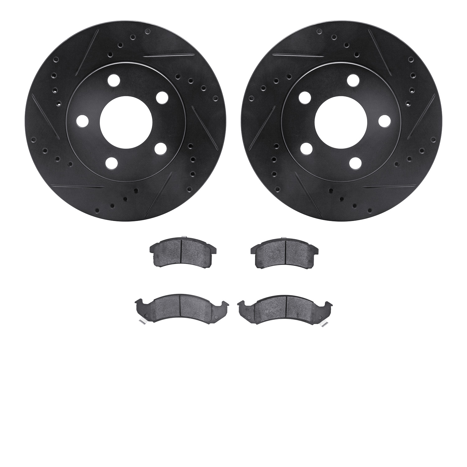 8302-47036 Drilled/Slotted Brake Rotors with 3000-Series Ceramic Brake Pads Kit [Black], 1991-1993 GM, Position: Front