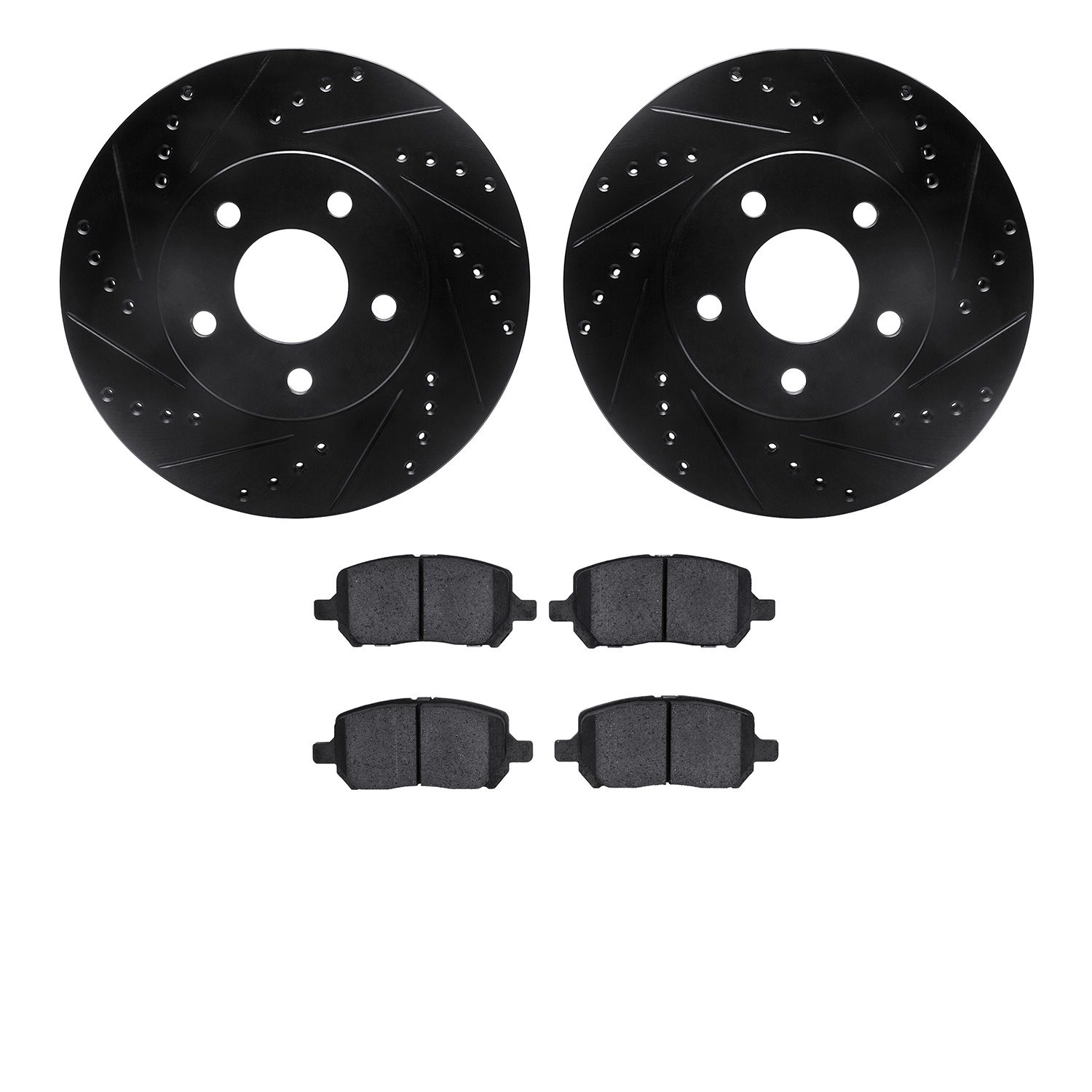 8302-47048 Drilled/Slotted Brake Rotors with 3000-Series Ceramic Brake Pads Kit [Black], 2007-2010 GM, Position: Front