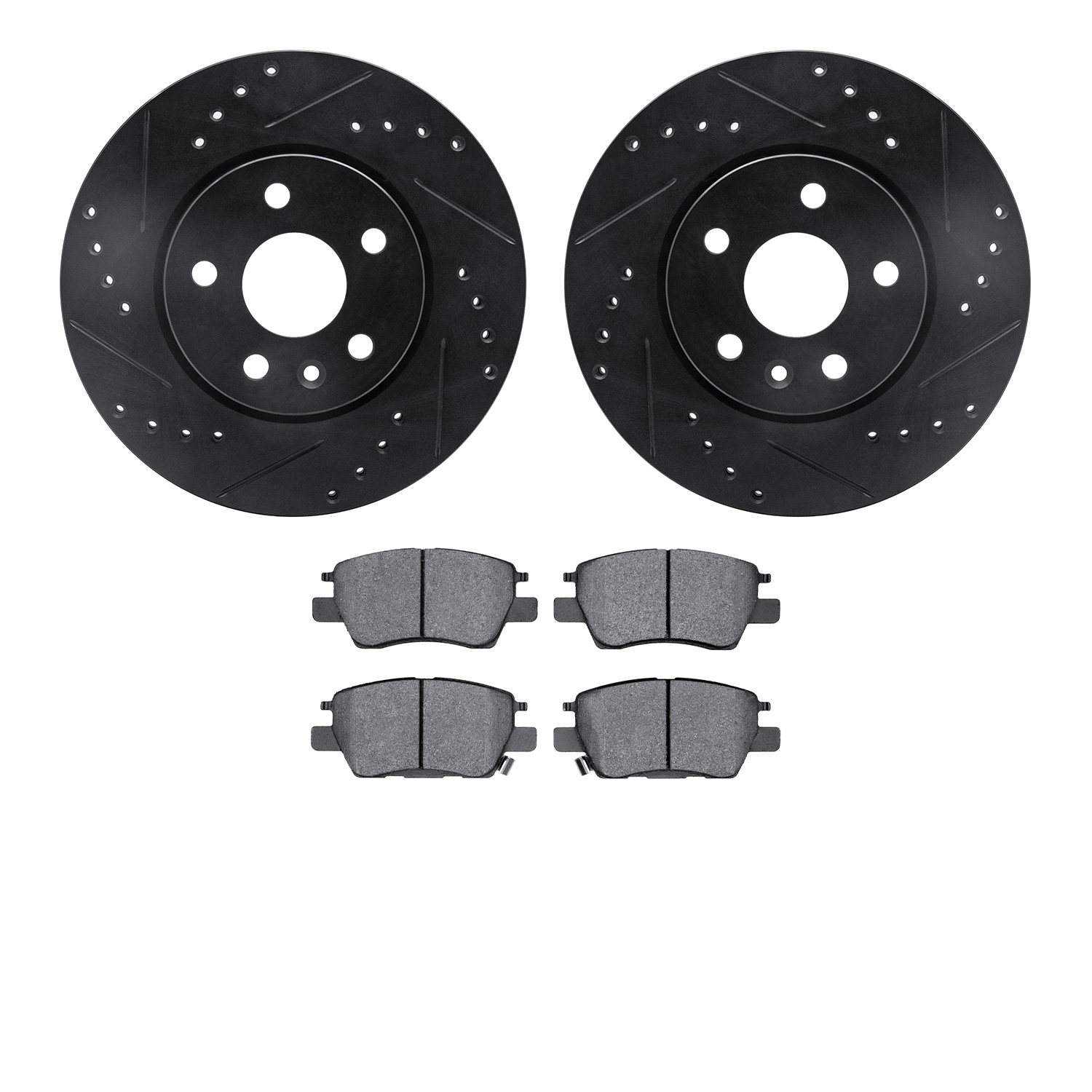 8302-47071 Drilled/Slotted Brake Rotors with 3000-Series Ceramic Brake Pads Kit [Black], Fits Select GM, Position: Front