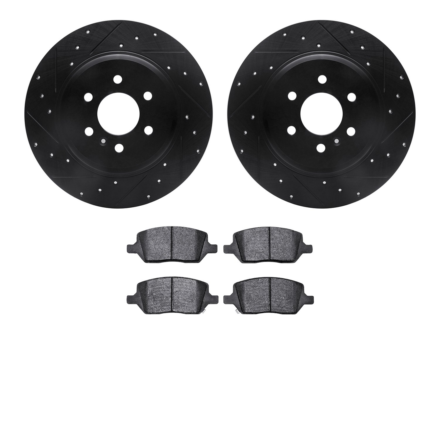 8302-49002 Drilled/Slotted Brake Rotors with 3000-Series Ceramic Brake Pads Kit [Black], 2011-2012 VPG, Position: Rear
