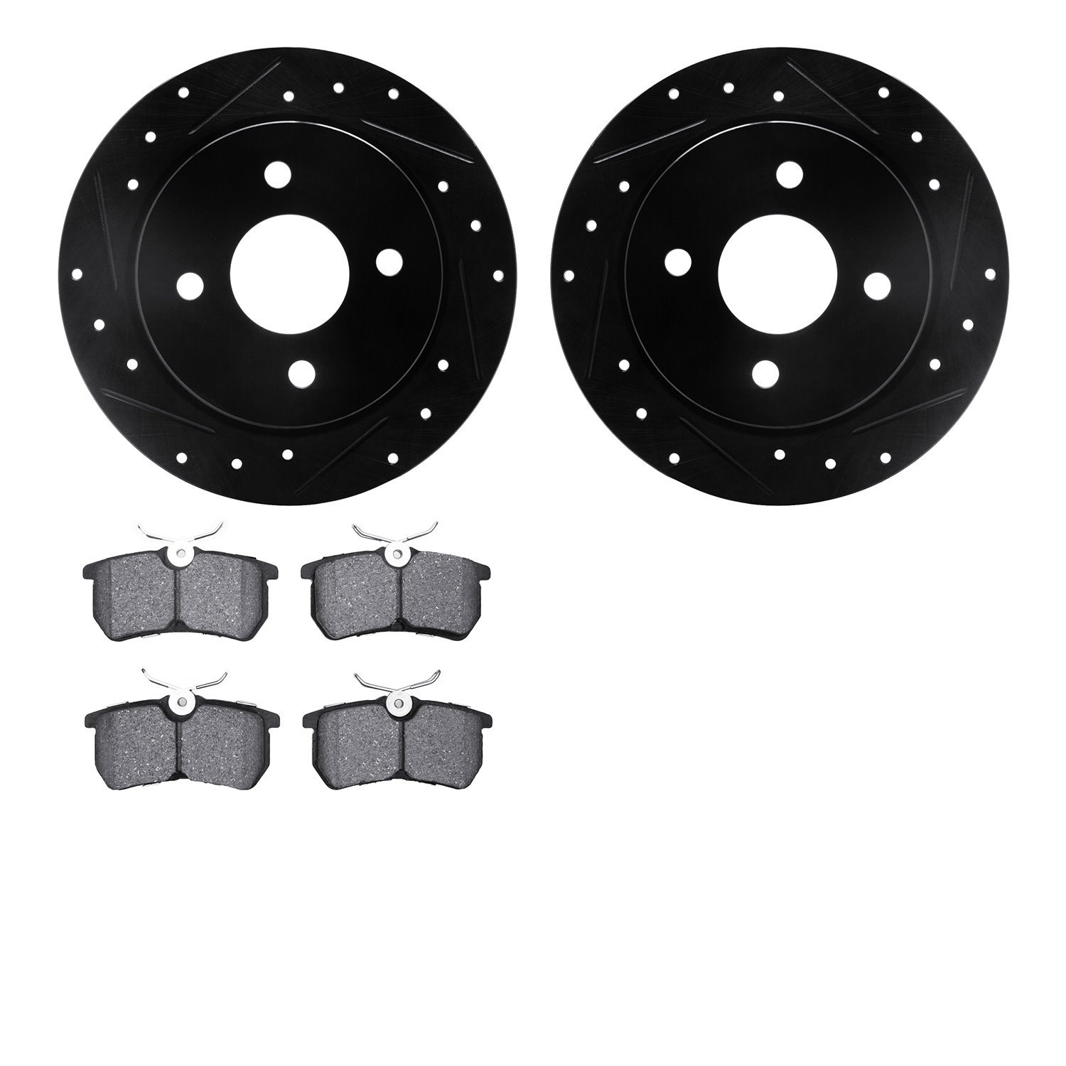 8302-54009 Drilled/Slotted Brake Rotors with 3000-Series Ceramic Brake Pads Kit [Black], 2001-2019 Ford/Lincoln/Mercury/Mazda, P