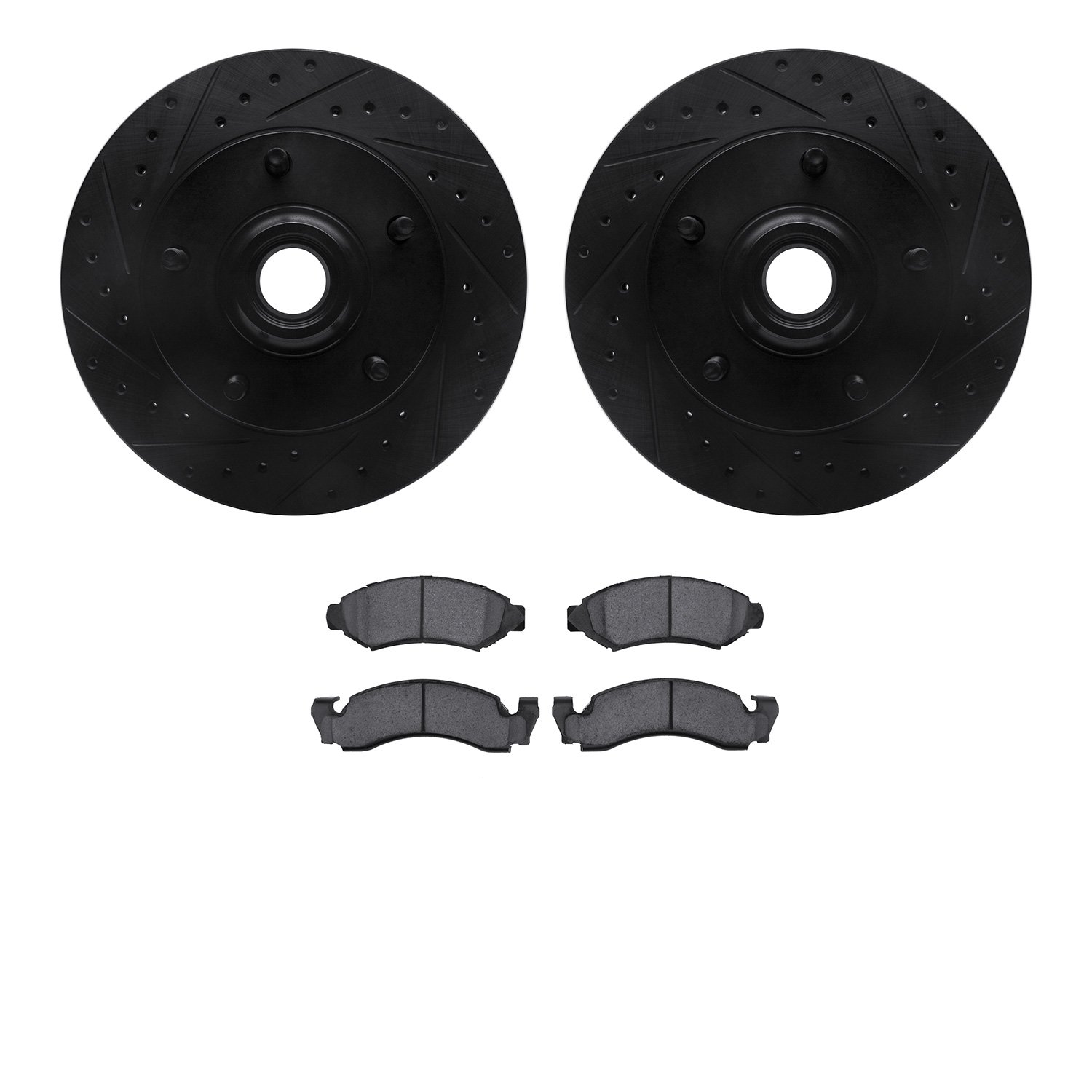 8302-54018 Drilled/Slotted Brake Rotors with 3000-Series Ceramic Brake Pads Kit [Black], 1973-1985 Ford/Lincoln/Mercury/Mazda, P