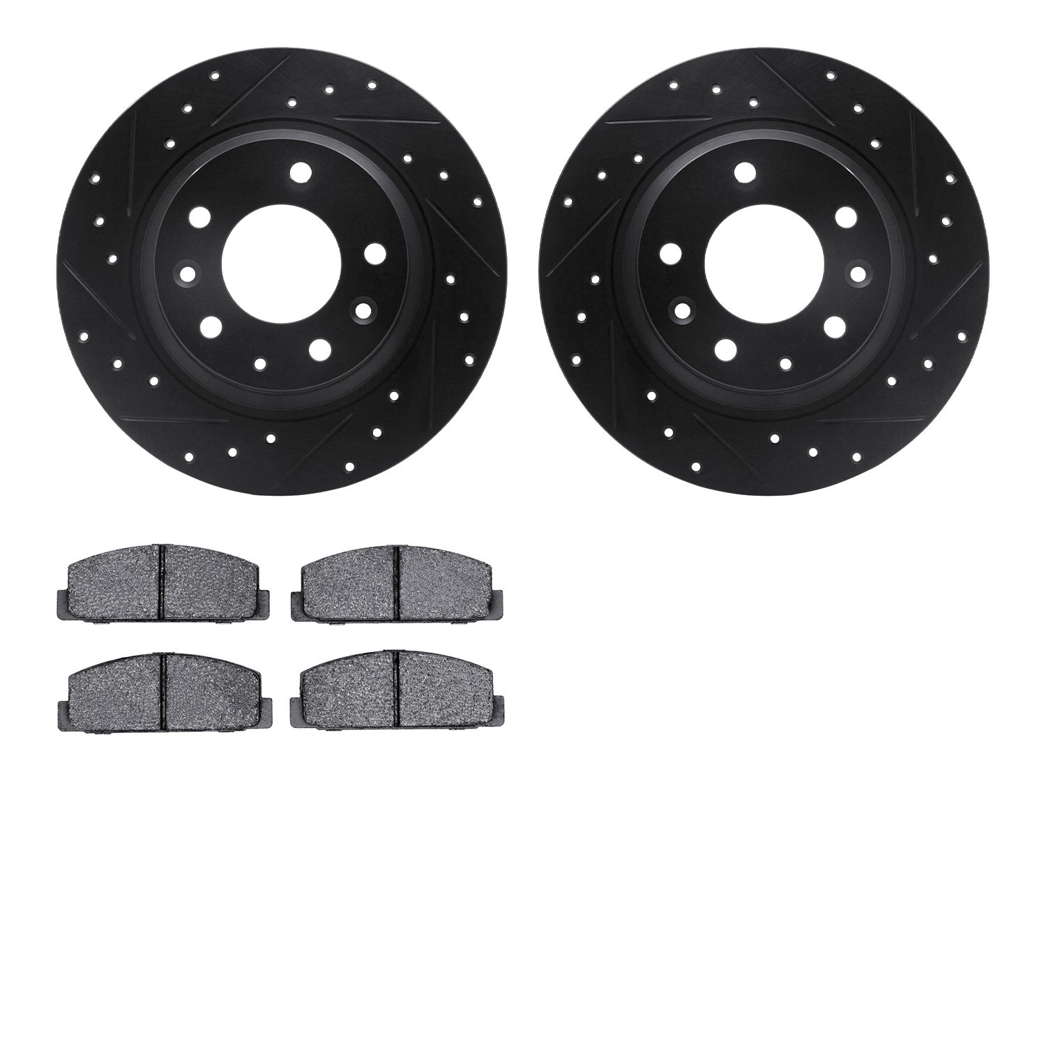 8302-54048 Drilled/Slotted Brake Rotors with 3000-Series Ceramic Brake Pads Kit [Black], 2003-2005 Ford/Lincoln/Mercury/Mazda, P