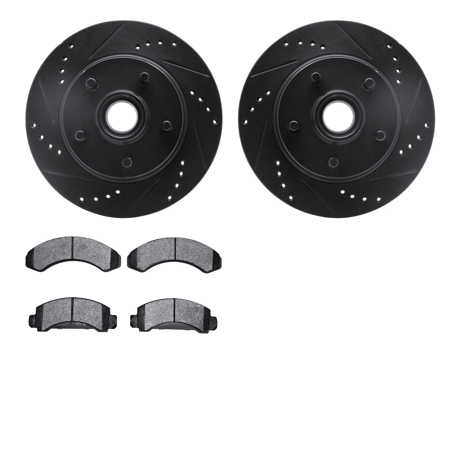 8302-54060 Drilled/Slotted Brake Rotors with 3000-Series Ceramic Brake Pads Kit [Black], 1992-1997 Ford/Lincoln/Mercury/Mazda, P