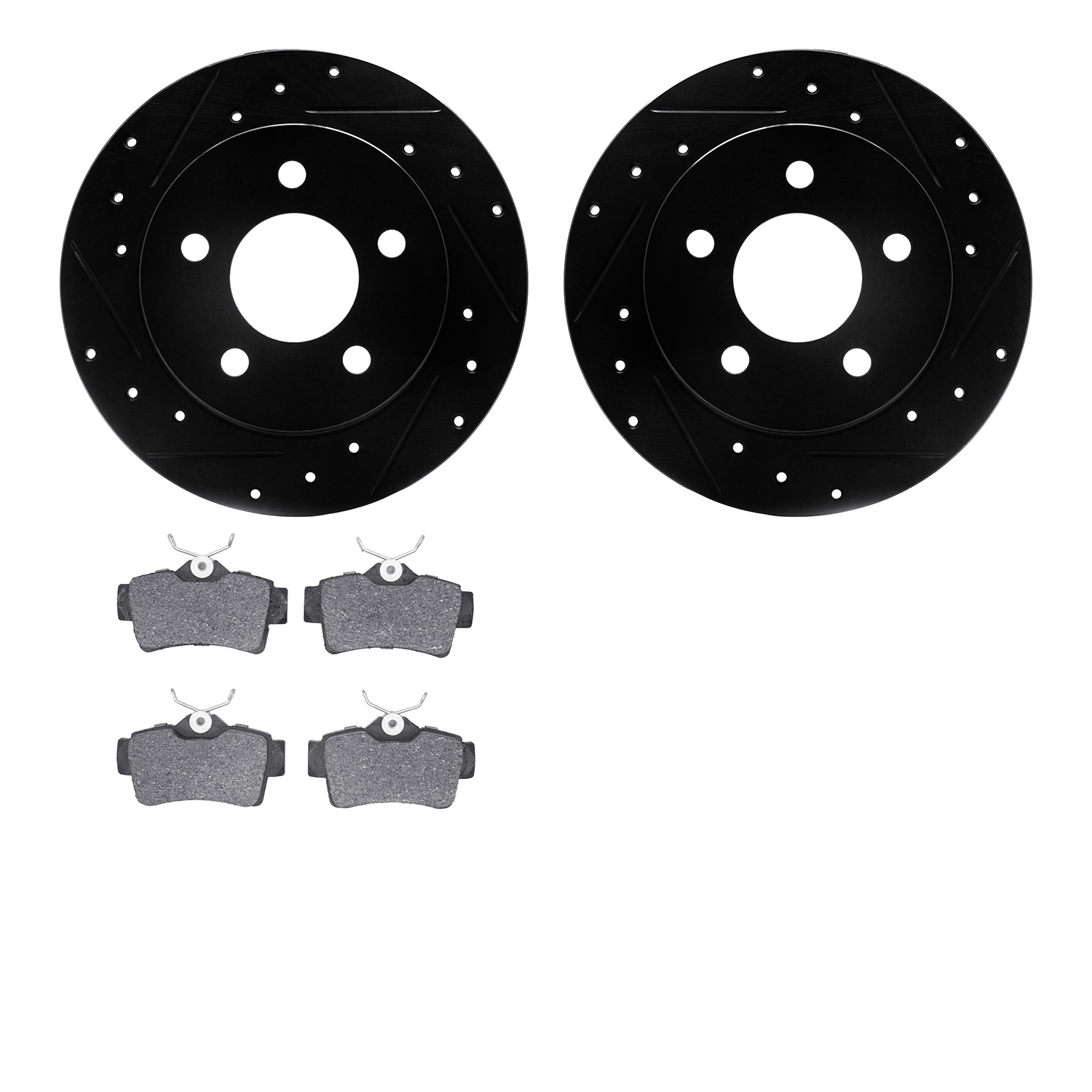 8302-54090 Drilled/Slotted Brake Rotors with 3000-Series Ceramic Brake Pads Kit [Black], 1994-2004 Ford/Lincoln/Mercury/Mazda, P