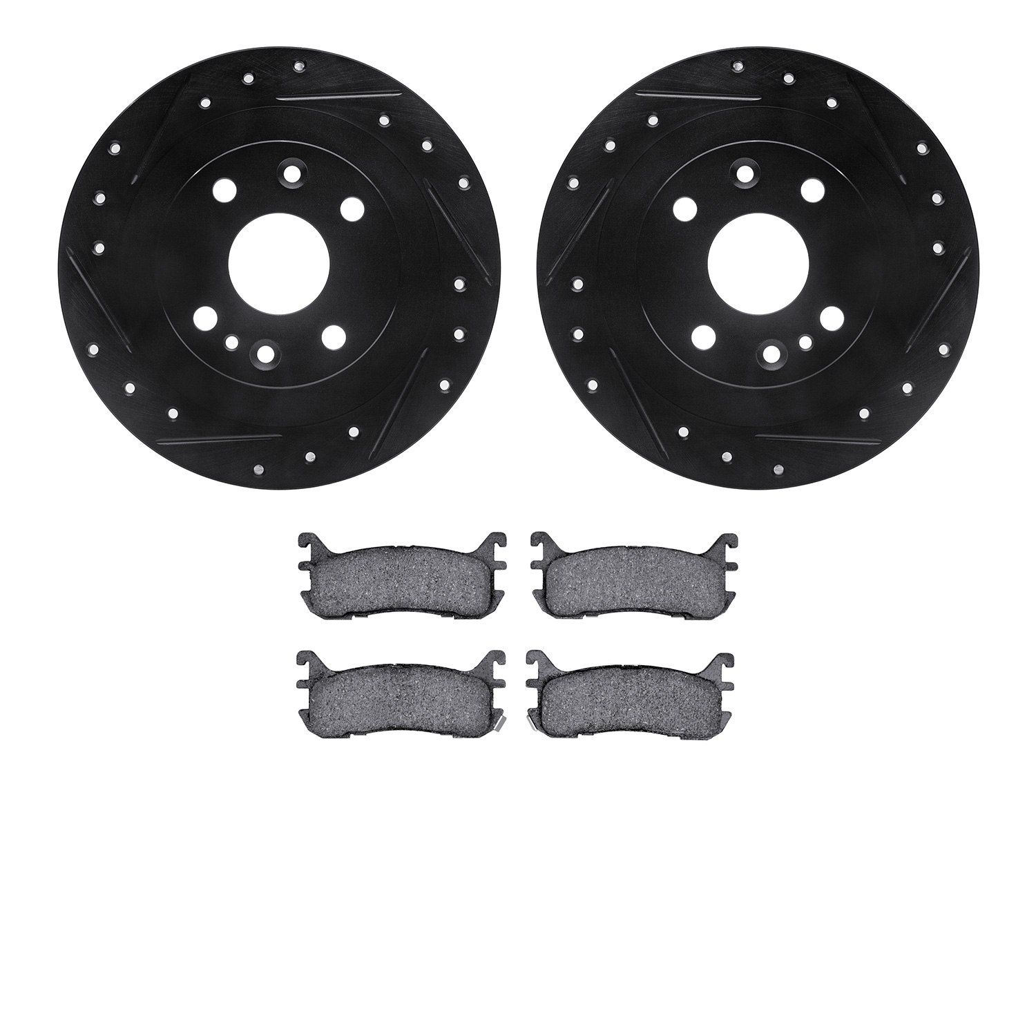 8302-54099 Drilled/Slotted Brake Rotors with 3000-Series Ceramic Brake Pads Kit [Black], 1994-2003 Ford/Lincoln/Mercury/Mazda, P